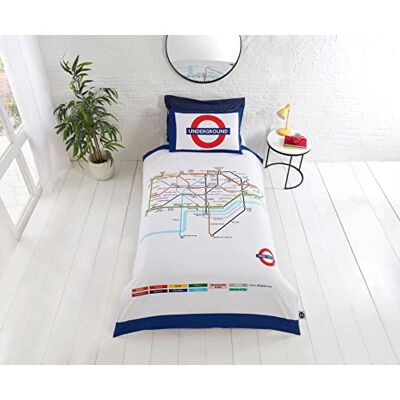 Rapport Underground London Undgerground Tube Dekbedovertrek en Kussenslopen Beddengoed Bed Set Enkel, Wit Rapport Underground London Undgerground Tube Dekbedovertrek en Kussenslopen Beddengoed Bed Set Enkel, Wit