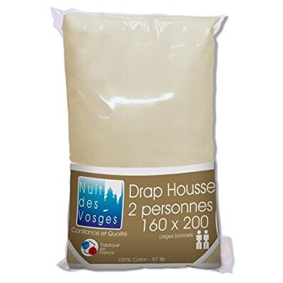Nuit des Vosges katoen fitted sheet - Naturel 160x200cm Nuit des Vosges katoen fitted sheet - Naturel 160x200cm