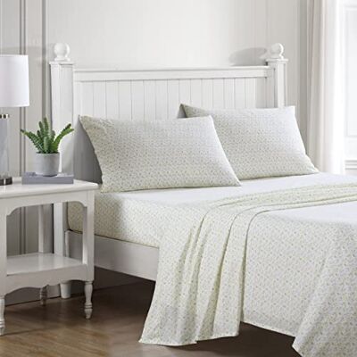 Laura Ashley Twin XL-lakens, katoenen percal beddengoedset, knapperige en coole woondecoratie (Evie Yellow, Twin XL) Laura Ashley Twin XL-lakens, katoenen percal beddengoedset, knapperige en coole woondecoratie (Evie Yellow, Twin XL)