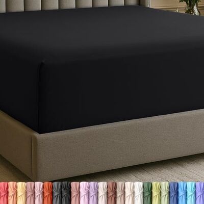 Utopia Bedding Kingsize hoeslaken, extra grote hoekhoogte 53 cm, zachte microvezel, bestand tegen krimpen en vervagen, onderhoudsvriendelijk, 1 hoeslaken (zwart) Utopia Bedding Kingsize hoeslaken, extra grote hoekhoogte 53 cm, zachte microvezel, bestand tegen krimpen en vervagen, onderhoudsvriendelijk, 1 hoeslaken (zwart)
