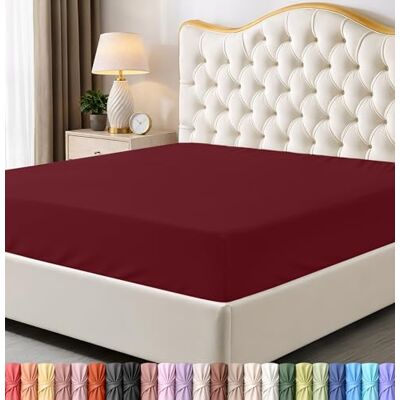 Utopia Bedding Volledig hoeslaken onderlaken diepe zak zachte microvezel krimp- en vervagingsbestendig, onderhoudsvriendelijk 1 hoeslaken (rood bordeauxrood) Utopia Bedding Volledig hoeslaken onderlaken diepe zak zachte microvezel krimp- en vervagingsbestendig, onderhoudsvriendelijk 1 hoeslaken (rood bordeauxrood)