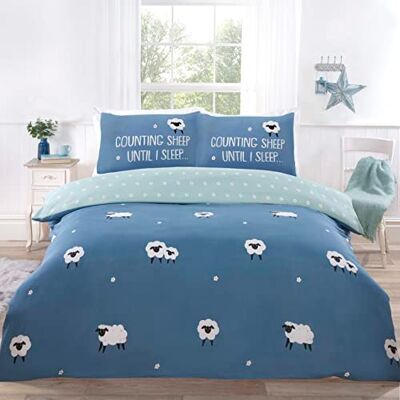 Rapport Home Tellen Schapen Dekbedovertrek (Enkel, Blauw) Rapport Home Tellen Schapen Dekbedovertrek (Enkel, Blauw)