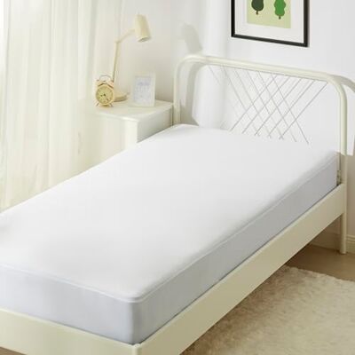 Amazon Basics Waterdichte matrasbeschermer, wit, 90 x 200 cm Amazon Basics Waterdichte matrasbeschermer, wit, 90 x 200 cm
