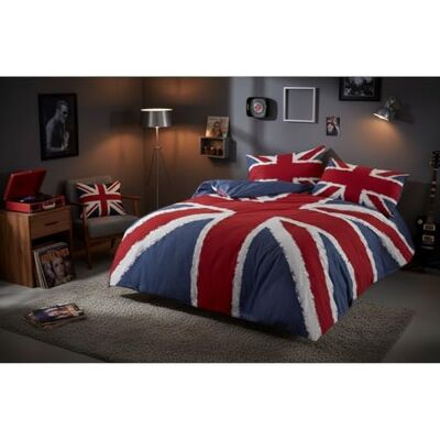 Rapport Home Rock N Roll Union Jack Dekbedovertrek Set, Tweepersoons, Blauw UK vlag design dekbedovertrek set. Leuke retrostijl. Blauw, rood en wit kleurstelling. Rapport Home Rock N Roll Union Jack Dekbedovertrek Set, Tweepersoons, Blauw UK vlag design dekbedovertrek set. Leuke retrostijl. Blauw, rood en wit kleurstelling.