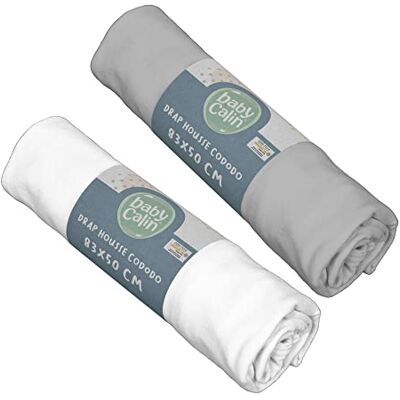 Babycalin Bio Set van 2 hoeslakens voor wieg biologisch 83 x 50 cm, Oeko-Tex gecertificeerd Babycalin Bio Set van 2 hoeslakens voor wieg biologisch 83 x 50 cm, Oeko-Tex gecertificeerd