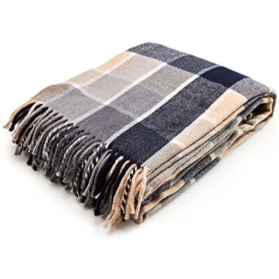 Arus Acryl Highlands Collection Queen Size Tartan Plaid Design Gooi Deken Blauw, 60x80 inch Arus Acryl Highlands Collection Queen Size Tartan Plaid Design Gooi Deken Blauw, 60x80 inch
