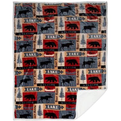 Carstens , Inc Lake House Rustieke Cabin Sherpa Fleece Grote Gooi Deken, 54 "x 68", Blauw Carstens , Inc Lake House Rustieke Cabin Sherpa Fleece Grote Gooi Deken, 54 "x 68", Blauw