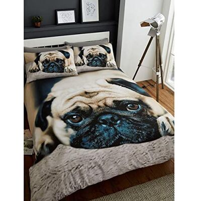 GC GAVENO CAVAILIA Gaveno Cavailia WILDLIFE 3D SWEET PUG Bed Set met dekbedovertrek en kussensloop, polyester-katoen, multi, King GC GAVENO CAVAILIA Gaveno Cavailia WILDLIFE 3D SWEET PUG Bed Set met dekbedovertrek en kussensloop, polyester-katoen, multi, King