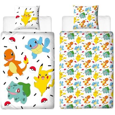 Character World Pokémon beddengoed 135 x 200 cm + 80 x 80 cm · Pokémon Pikachu & Friends Game · 100% katoen · 2-delig beddengoed voor tieners Character World Pokémon beddengoed 135 x 200 cm + 80 x 80 cm · Pokémon Pikachu & Friends Game · 100% katoen · 2-delig beddengoed voor tieners