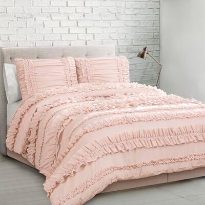 Lush Decor Belle 4-delige dekbedovertrekset, 100% polyester, blush, Full/Queen Lush Decor Belle 4-delige dekbedovertrekset, 100% polyester, blush, Full/Queen