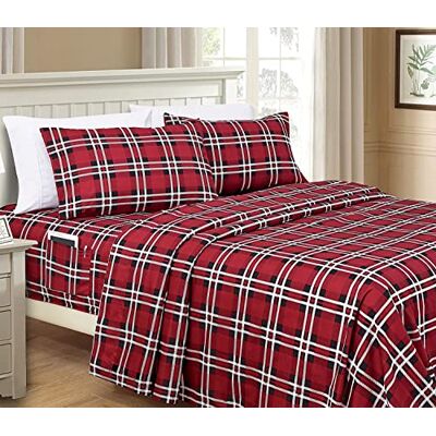 Elegant Comfort Lilliana Plaid 6-delige lakenset, Supreme Coziness Fade & Wrinkle Resistent, 1500 draadtelling diepzak hoeslaken met slimme zakken, geruite lakenset, Twin XL, wijnrood Elegant Comfort Lilliana Plaid 6-delige lakenset, Supreme Coziness Fade & Wrinkle Resistent, 1500 draadtelling diepzak hoeslaken met slimme zakken, geruite lakenset, Twin XL, wijnrood
