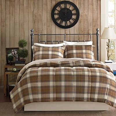 Woolrich John Rich & Bros. Woolrich Ultra zachte microvezel 3 stuks beddengoed sets slaapkamer dekbedden, polyester, bruin, vol/koningin Woolrich John Rich & Bros. Woolrich Ultra zachte microvezel 3 stuks beddengoed sets slaapkamer dekbedden, polyester, bruin, vol/koningin