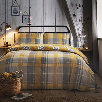 DREAMS AND DRAPES Dreams & Drapes Dekbedovertrek met okerkleurige geruite egel tweepersoons beddengoed (200 x 200 cm) Zacht 100% geborsteld katoen omkeerbaar ontwerp okergeel flanel bos beddengoed met egels DREAMS AND DRAPES Dreams & Drapes Dekbedovertrek met okerkleurige geruite egel tweepersoons beddengoed (200 x 200 cm) Zacht 100% geborsteld katoen omkeerbaar ontwerp okergeel flanel bos beddengoed met egels