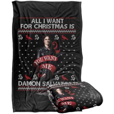 LOGOVISION The Vampire Diaries All I Want For Christmas Is Damon Salvatore Silky Touch Super Zachte Gooi Deken 91 x 147 Cm LOGOVISION The Vampire Diaries All I Want For Christmas Is Damon Salvatore Silky Touch Super Zachte Gooi Deken 91 x 147 Cm
