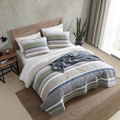 Eddie Bauer Katoenen omkeerbare beddengoedset, All Season Lodge Home Décor, zalmladder beige, Queen Eddie Bauer Katoenen omkeerbare beddengoedset, All Season Lodge Home Décor, zalmladder beige, Queen