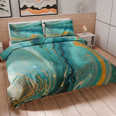 PETTI ARTIGIANI ITALIANI Groen marmer Dubbeldelige Dekenbekleding - Beddengoed PETTI ARTIGIANI ITALIANI Groen marmer Dubbeldelige Dekenbekleding - Beddengoed