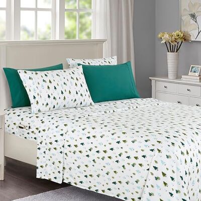 Elegant Comfort Luxe zachte lakens vakantiepatroon 1500 premium hotelkwaliteit microvezel zachtheid, kreuk- en vervagingsbestendig (6-delig) beddengoedset, queensize bed, keperboom Elegant Comfort Luxe zachte lakens vakantiepatroon 1500 premium hotelkwaliteit microvezel zachtheid, kreuk- en vervagingsbestendig (6-delig) beddengoedset, queensize bed, keperboom