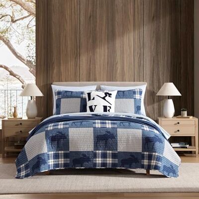 Eddie Bauer Queen Quilt Set, natuurlijk zacht katoenen beddengoed w/een lichtgewicht gevoel voor het hele jaar comfort, omkeerbaar met bijpassende kussenslopen, 3-delige bedset (eland geruite Eddie Bauer Queen Quilt Set, natuurlijk zacht katoenen beddengoed w/een lichtgewicht gevoel voor het hele jaar comfort, omkeerbaar met bijpassende kussenslopen, 3-delige bedset (eland geruite