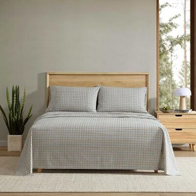 Eddie Bauer Twin lakenset, knapperige en verkoelende lakens met natuurlijk glad katoen percal lichtgewicht gevoel bijpassende kussensloop en diepe zak hoeslaken (Griffin Plaid Beige) Eddie Bauer Twin lakenset, knapperige en verkoelende lakens met natuurlijk glad katoen percal lichtgewicht gevoel bijpassende kussensloop en diepe zak hoeslaken (Griffin Plaid Beige)