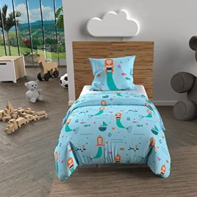Soleil d'ocre Soleil d‘ocre Dekbedovertrekset 120 x 150 cm, zeemeerminnen, blauw, 100% katoen, 57 draden/cm² Soleil d'ocre Soleil d‘ocre Dekbedovertrekset 120 x 150 cm, zeemeerminnen, blauw, 100% katoen, 57 draden/cm²