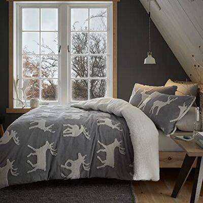 Catherine Lansfield King Size Grijze Omkeerbare Beddengoed - Beddengoed Catherine Lansfield King Size Grijze Omkeerbare Beddengoed - Beddengoed