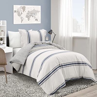 Lush Decor Boerderij Stripe Back to Campus 100% Katoen 2 Stuk Dekbedovertrek Set, Twin-XL, Navy Lush Decor Boerderij Stripe Back to Campus 100% Katoen 2 Stuk Dekbedovertrek Set, Twin-XL, Navy