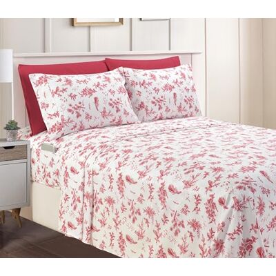 Elegant Comfort Luxe zachte lakens vakantie patroon 1500 premium hotelkwaliteit microvezel zachtheid kreuk- en vervagingsbestendig (6-delig) beddengoedset, Queen, kardinaal Elegant Comfort Luxe zachte lakens vakantie patroon 1500 premium hotelkwaliteit microvezel zachtheid kreuk- en vervagingsbestendig (6-delig) beddengoedset, Queen, kardinaal