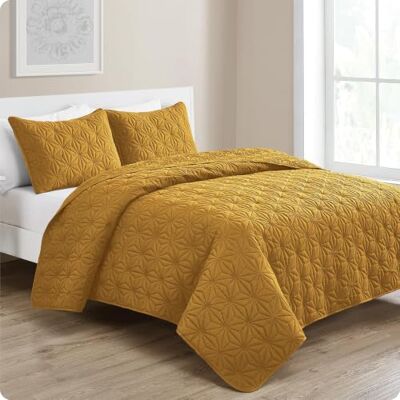 VCNY Home Omkeerbare bijpassende shams, ultrazachte en kreukbestendige bedset, gemiddeld gewicht hele jaar door gebruik, goud, koning VCNY Home Omkeerbare bijpassende shams, ultrazachte en kreukbestendige bedset, gemiddeld gewicht hele jaar door gebruik, goud, koning