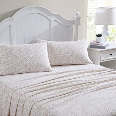 Laura Ashley Home Dubbele lakens, katoenen flanellen beddengoedset, geborsteld voor extra zachtheid en comfort (Evie Pink, 3 stuks, twin) Laura Ashley Home Dubbele lakens, katoenen flanellen beddengoedset, geborsteld voor extra zachtheid en comfort (Evie Pink, 3 stuks, twin)