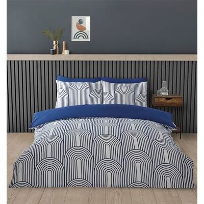 Rapport home Bogen Blauw en Wit Dekbedovertrek Set Eenpersoons Rapport home Bogen Blauw en Wit Dekbedovertrek Set Eenpersoons
