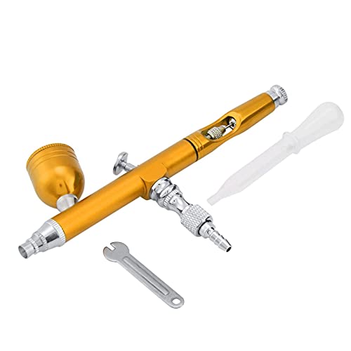 Raguso Praktische Multifunctionele Dual Airbrush Gravity Airbrush Gun 0.3mm Airbrush Naald Nozzle Art Paint Airbrush Mini Air Compressor Airbrush voor Fine Art Nail Art(yellow)