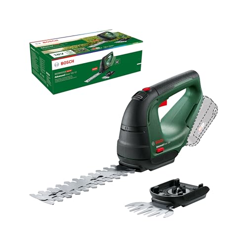 Bosch AdvancedShear 18V-10 grasschaar op batterijen (zonder batterij, 18 volt-systeem, maaiingen tot 85 m² per acculading, met struik en grasschaarmes, in doos)