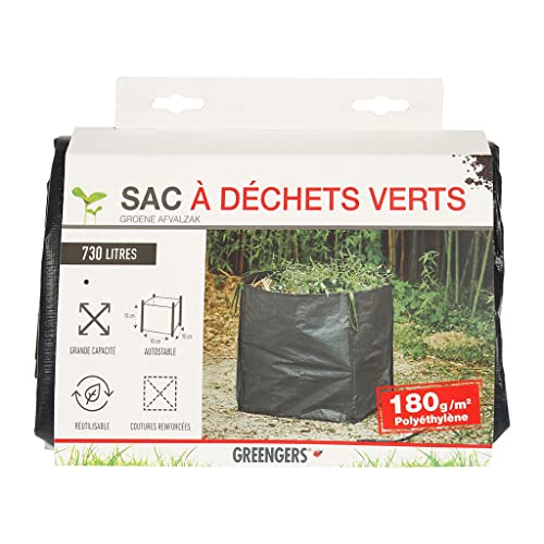 GREENGERS Tuinafvalzak Big Bag voor de tuin XXL 730 l, tuinafvalzak XXL 730 l, tuinzak 730 l – 1 zak – zeer groot volume, zelfstabiel, 220 g/m² – l 90 x b 90 x h 90 cm