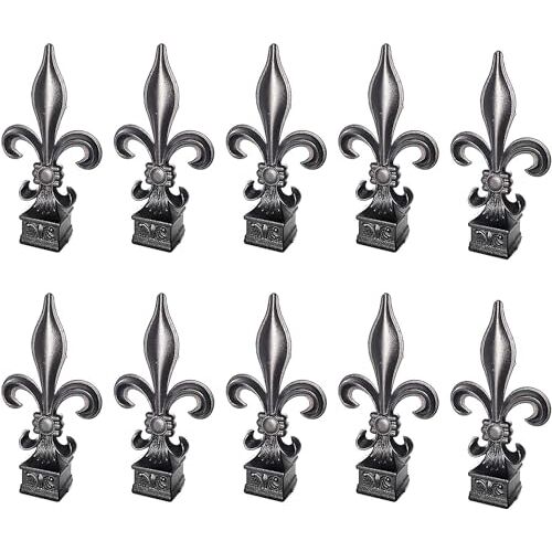 XYFSB Hek eindstukken Hek eindstukken Trident Trident speervormig, aluminium zwart Quad Flare kruisbloem 25X25mm voor ijzeren piket hek tuin tuin gazon decor