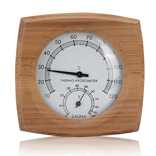 HERCHR Sauna Thermometer, hout Sauna Thermometer muur Thermometer stoom natte Thermometer