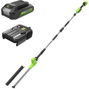 Greenworks 24V Accu Heggenschaar Met Deelbare Schacht, Dubbele Mes Bladen Van 51 Cm, Bladsneden Tot 28 Mm, 112.5 Graden Draaibare Kop, 3200 Spm, 2Ah Accu En Oplader Ph24B211-01 Greenworks 24V Accu Heggenschaar Met Deelbare Schacht, Dubbele Mes Bladen Van 51 Cm, Bladsneden Tot 28 Mm, 112.5 Graden Draaibare Kop, 3200 Spm, 2Ah Accu En Oplader Ph24B211-01