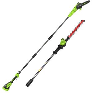 Greenworks 24V 2-in-1 Telescopische Heggenschaar & Zaag, Borstelloze Motor, 51 cm Heggenschaarblad, 20 cm Zaagblad, 112,5° Draaibare Kop, 3-delige Telescopische Steel, Alleen Gereedschap CKPH321A1 Greenworks 24V 2-in-1 Telescopische Heggenschaar & Zaag, Borstelloze Motor, 51 cm Heggenschaarblad, 20 cm Zaagblad, 112,5° Draaibare Kop, 3-delige Telescopische Steel, Alleen Gereedschap CKPH321A1
