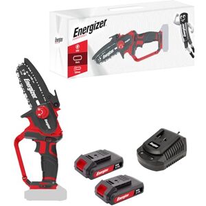 Energizer – Draadloze kettingzaag 20 V, 120 mm zwaard – snelheid 5 m/s – ultracompact, soft-grip-greep – inclusief 2 kettingen + olie – inclusief 2 accu's 2 Ah + snellader, ideaal voor snoeien Energizer – Draadloze kettingzaag 20 V, 120 mm zwaard – snelheid 5 m/s – ultracompact, soft-grip-greep – inclusief 2 kettingen + olie – inclusief 2 accu's 2 Ah + snellader, ideaal voor snoeien