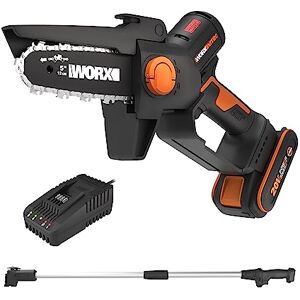 WORX NITRO WG325E.1 Mini-kettingzaag, 20 V, eenhands kettingzaag, borstelloze motor, 12 cm zwaardlengte, incl. PowerShare accu, oplader en verlengstang van 125 cm WORX NITRO WG325E.1 Mini-kettingzaag, 20 V, eenhands kettingzaag, borstelloze motor, 12 cm zwaardlengte, incl. PowerShare accu, oplader en verlengstang van 125 cm