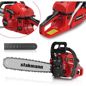 STAKMANN 2-takt benzine-kettingzaag, lemmet 50 cm, Easy Start en veiligheidsschakelaar, motorzaag voor tuin, werk, nauwkeurig zagen van hout en takken met ergonomische handgreep (62 cc) STAKMANN 2-takt benzine-kettingzaag, lemmet 50 cm, Easy Start en veiligheidsschakelaar, motorzaag voor tuin, werk, nauwkeurig zagen van hout en takken met ergonomische handgreep (62 cc)