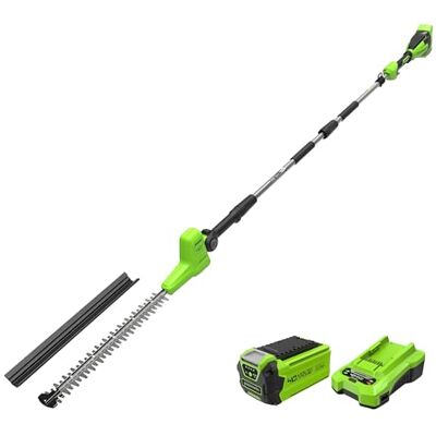 Greenworks 40V Accu Heggenschaar met Deelbare Schacht, 51 cm Dubbelwerkende Bladen, Snijdt tot 28 mm Dikke Takken, 112.5° Draaibare Kop, 3200 spm, 2Ah Accu en Oplader PH40B01-01 Greenworks 40V Accu Heggenschaar met Deelbare Schacht, 51 cm Dubbelwerkende Bladen, Snijdt tot 28 mm Dikke Takken, 112.5° Draaibare Kop, 3200 spm, 2Ah Accu en Oplader PH40B01-01