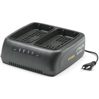 Stiga Dubbele oplader ePower EC 415 D 48 V, laadstroom 2 Ah, eurostekker, geel/grijs Stiga Dubbele oplader ePower EC 415 D 48 V, laadstroom 2 Ah, eurostekker, geel/grijs
