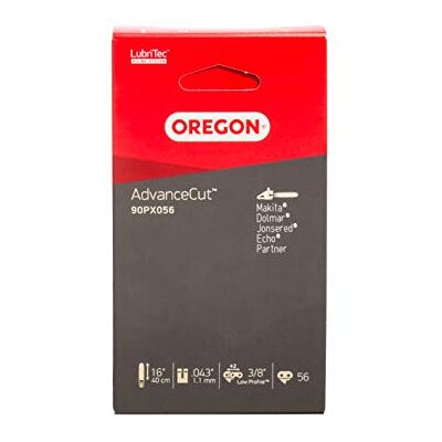 Oregon 90PX056E AdvanceCut Kettingzaagketting voor 16 inch (40 cm) rail, 56 aandrijfschakels, compatibel met Makita, Dolmar, Sterwins en meer Oregon 90PX056E AdvanceCut Kettingzaagketting voor 16 inch (40 cm) rail, 56 aandrijfschakels, compatibel met Makita, Dolmar, Sterwins en meer