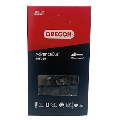 Oregon Kettingzaagketting 3/8" LP Pitch, .043" (1.1 mm), Dikte voor 6" (15cm) Geleiders, 28 Aandrijfschakels, Lage Terugslag Ketting voor Mini Kettingzagen & Snoeizagen, Past Op M12 FHS-0 en M12 FHS Oregon Kettingzaagketting 3/8" LP Pitch, .043" (1.1 mm), Dikte voor 6" (15cm) Geleiders, 28 Aandrijfschakels, Lage Terugslag Ketting voor Mini Kettingzagen & Snoeizagen, Past Op M12 FHS-0 en M12 FHS
