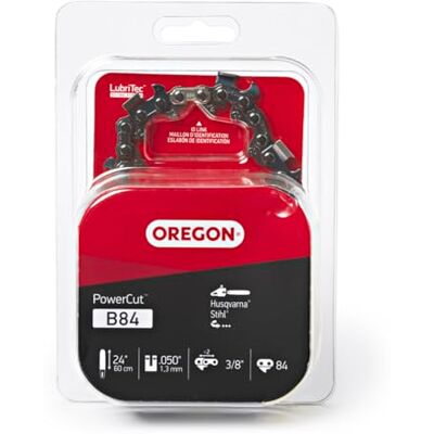Oregon B84 PowerCut Kettingzaag ketting voor 24" bar, 84 aandrijvingen, 50" gauge, 3/8" Pitch, 72EXL, past Husqvarna, Stihl Gray Oregon B84 PowerCut Kettingzaag ketting voor 24" bar, 84 aandrijvingen, 50" gauge, 3/8" Pitch, 72EXL, past Husqvarna, Stihl Gray