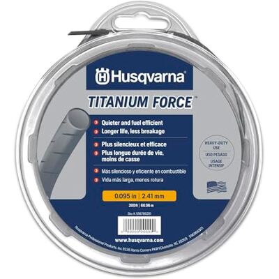Husqvarna 639005102 snaartrimmer lijn .095-Inch 150ft spoel Titanium Force, 95" x 140', Zilver Husqvarna 639005102 snaartrimmer lijn .095-Inch 150ft spoel Titanium Force, 95" x 140', Zilver