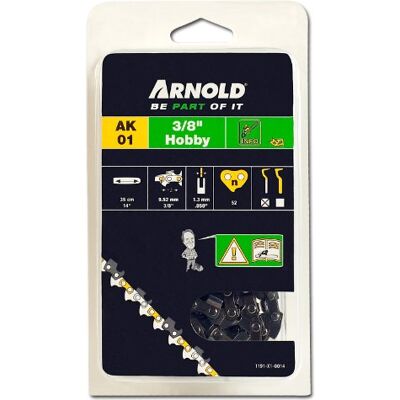 ARNOLD Zaagketting 3/8 inch Hobby, 1,3 mm, 52 aandrijfschakels, 35 cm zwaard 1191-X1-0014 ARNOLD Zaagketting 3/8 inch Hobby, 1,3 mm, 52 aandrijfschakels, 35 cm zwaard 1191-X1-0014