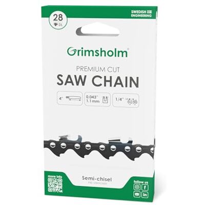 Grimsholm Green Zaagketting Premium Cut, 28 DL, 1/4" NK, .043"/1.1mm Grimsholm Green Zaagketting Premium Cut, 28 DL, 1/4" NK, .043"/1.1mm