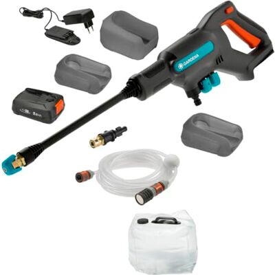 Gardena Accu Mediumdrukreiniger AquaClean 24/18 V P4A Premium Set: Extra accessoires, Instelbare waterdruk, Spuitopzetstukken, 3 reinigingsstanden, Snoerloos (14800-31) Gardena Accu Mediumdrukreiniger AquaClean 24/18 V P4A Premium Set: Extra accessoires, Instelbare waterdruk, Spuitopzetstukken, 3 reinigingsstanden, Snoerloos (14800-31)