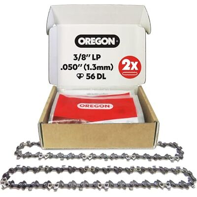 Oregon Kettingzaag ketting 3/8" LP Pitch, 1,3 mm meter voor 16" (40cm) staaf, 56 schakels Low Kickback kettingzaag ketting, past op Titan, Ryobi, Black & Decker, Dolmar en meer Oregon Kettingzaag ketting 3/8" LP Pitch, 1,3 mm meter voor 16" (40cm) staaf, 56 schakels Low Kickback kettingzaag ketting, past op Titan, Ryobi, Black & Decker, Dolmar en meer